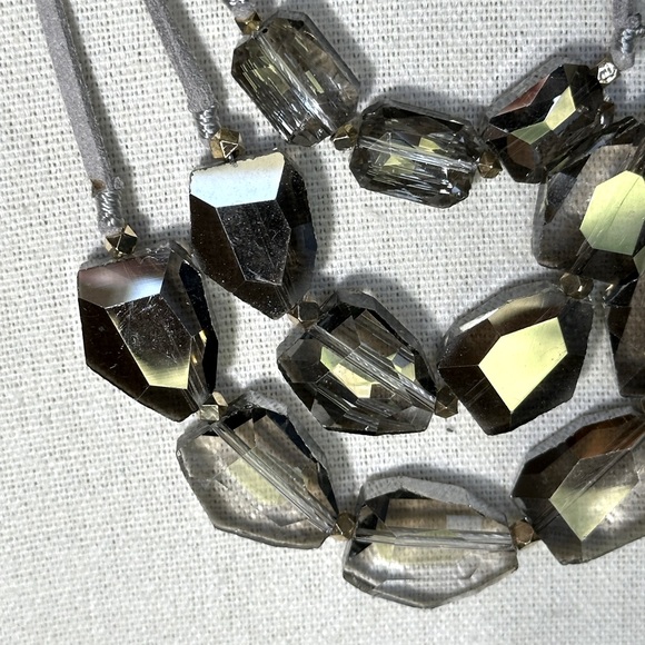 Massing Triple Strand Faux Smokey Quartz Necklace - Picture 2 of 4